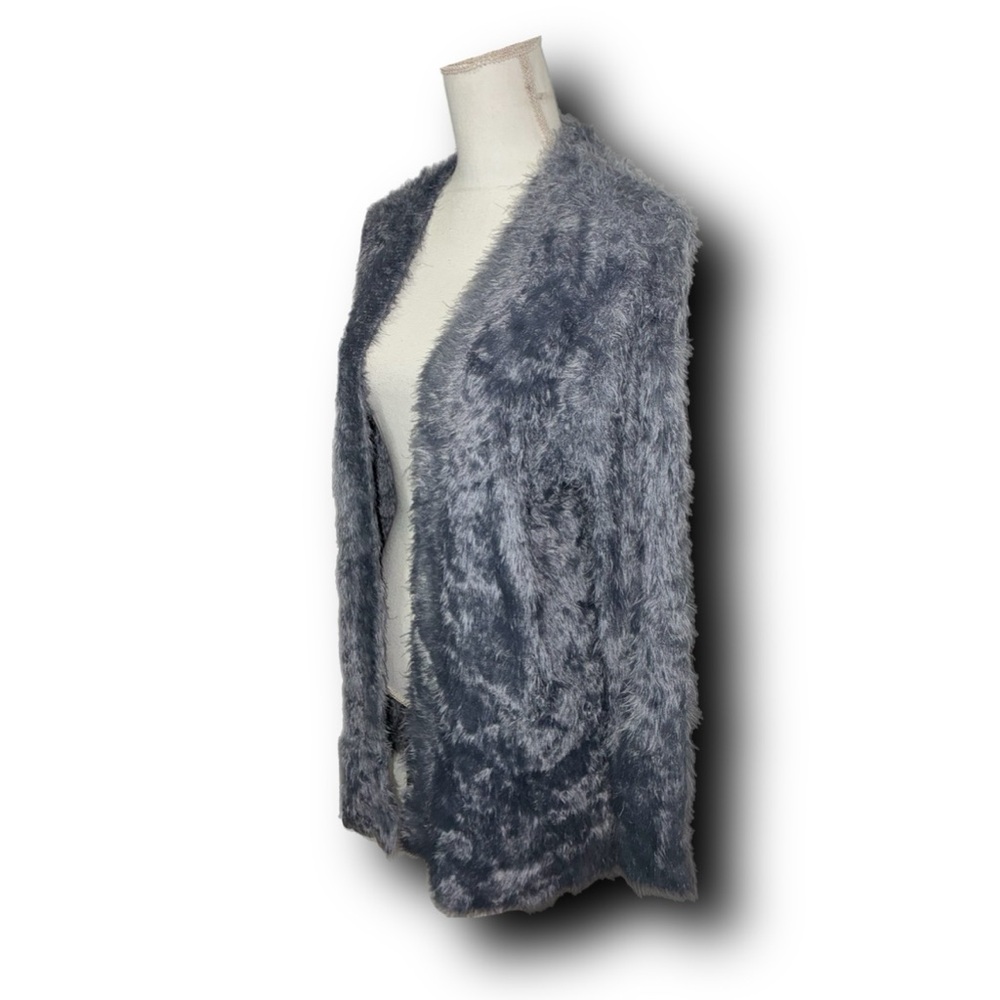 Lord & Taylor Grey Eyelash Material Open Front Cardigan Cozy Vibes - Picture 2 of 4